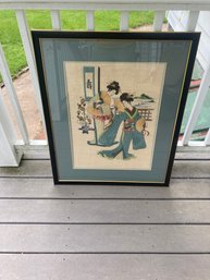 Large Framed Needle Work Of  Geisha  Girls