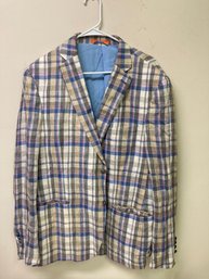 Mens Tallia 100 Percent Linen Plaid Blazer 46R