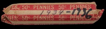 1934-1936 Lincoln Wheat Cent Roll - 50 Coins Total