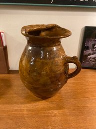 Large Pottery Pitcher With Hallmark