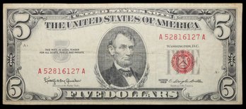 $5 1963 Fine Dollar Red Seal Banknotes VF