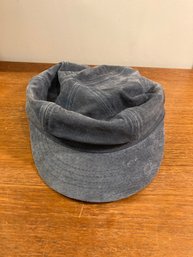 Blue Leather Greek Fisherman Style Hat New