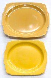 2 Homer Laughlin Rivera Harlequin Yellow Platters