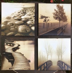 Lot Of 4 Sepia Artwork On Canvas Wall Hangings