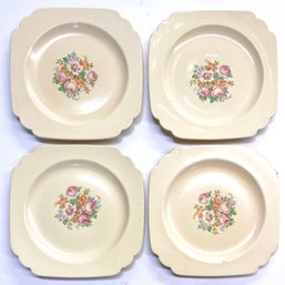 Set Of 4 Homer Laughlin Century Rose Floral Sandwich Plates