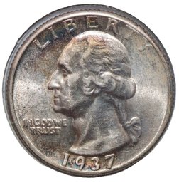 1937 90% Silver Washington Silver Quarter