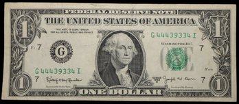 1963-B $1 Federal Reserve Note Green Seal