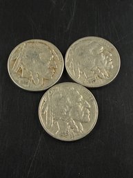 Lot Of 3 Buffalo Nickels 1935, 1935-D, 1935-S