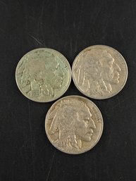 Lot Of 3 Buffalo Nickels 1936, 1936-D, 1936-S