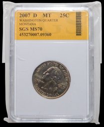 2007-D SGS MS70 Washington Quarter Montana Graded