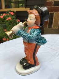 Mid Century WWII Occupied Japan Porcelain Horn / Trumpet Blower Figurine