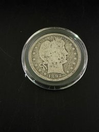 1892 Barber Silver Quarter