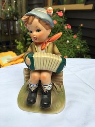 Mid Century 1950s Hummel Copy Arnart Erich Stauffer Porcelain Accordion Squeeze Box Player Figurine