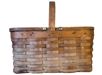 Vintage Flat Weave Picnic Basket