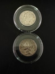 Lot Of 2 Mercury Silver Dimes 1943, 1943-S