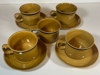 Vintage Stoneware Japan Honey Cups And Saucers