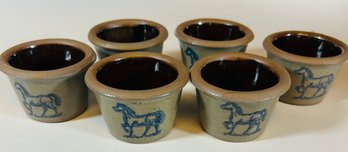 Studio Pottery Small Horse Bowls - Set Of 6