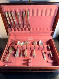 25 Pc Heirloom Sterling 'Lasting Spring' Silverware, By Oneida, 1949 In Eureka Silverware Chest