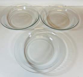 Arcoroc 3 Clear Glass Shallow Bowls - Made In France