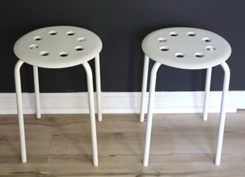 Pair Of White 'Marius' Stackable Stools