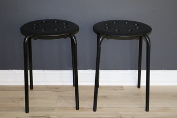 Pair Of Black 'Marius' Stackable Stools