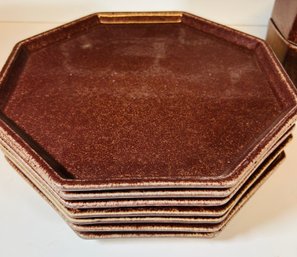 Lot Of Block Bennington Vermont Brown Plates