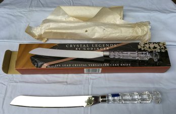 Godinger Crystal Legends Silver Plated 24% Crystal Handled Wedding Cake Knife - New / Unused