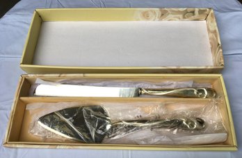 Lenox Silver Plated Cake Knife & Serving Knife Set In Gift Box - New / Unused