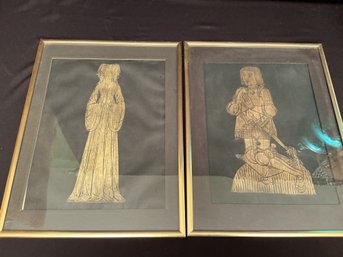 Pair Of Framed English Brass Rubbings