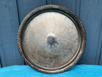 Silver Platter With Paisly Design