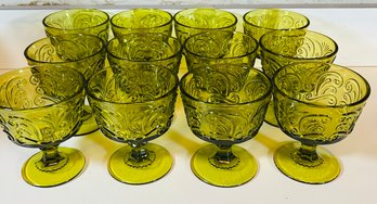 Lot Of MCM Green Dessert Glasses