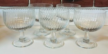 Set Of 5 Clear Swirled Glasses