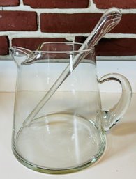 Clear Glass Pitcher With Glass Stirer