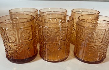 Set Of 6 Vintage Peach/pink Glasses