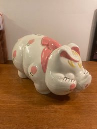 Vintage MCM Large Hand Painted Piggy Bank