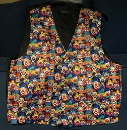Rivetz Of Regalia Mens Black Vest With Clown Design Size 3 XL