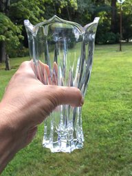 Vintage Heavy Gorham Made In Germany Leaded Crystal Glass 'Lotus' Flower Vase