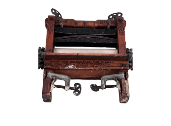 Early 1900s Hand Crank Wooden Laundry Wringer - AW Trademark Horse Shoe Brand Hallmark