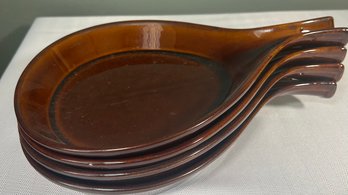 Set Of Brown Stoneware Skillet Dishes - USA