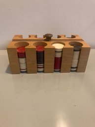 Handmade Poker Chip Caddy With Chips