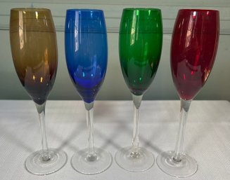 Champagne Flutes - Various Colors, Set Of 4