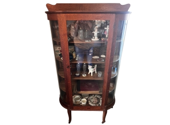 Tiered 5-shelf Antique American Tiger Oak Half Dome China / Curio Cabinet