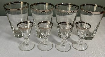 Lot Of Libbey Cocktail Glasses, Silver Rim