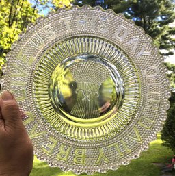 Antique EAPG Adams Depression Glass Bread Cake Dish - Fancy 'Give Us This Day Our Daily Bread' Wheat Pattern