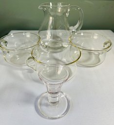 Glass Lot - Pitcher, Handled Bowls And More