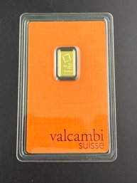 Valcambi Suisse 1/2 Gram .999.9 Fine Gold Bar