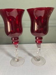 Large 12' Ruby Red Twisted Stem Glasses
