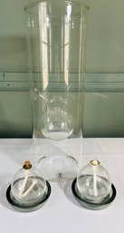 Wolfard Glass Blowing Co. Hand Blown Glass Oil Lamp And Two Small Lamps