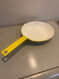 Mid Century Yellow Cast Iron Enamel Skillet Frying Pan Denmark