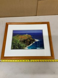 Framed Picture Of Lighthouse Signed V.K Tylor
